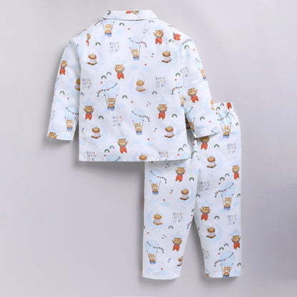 Bear & Rainbow Print Pyjama Set
