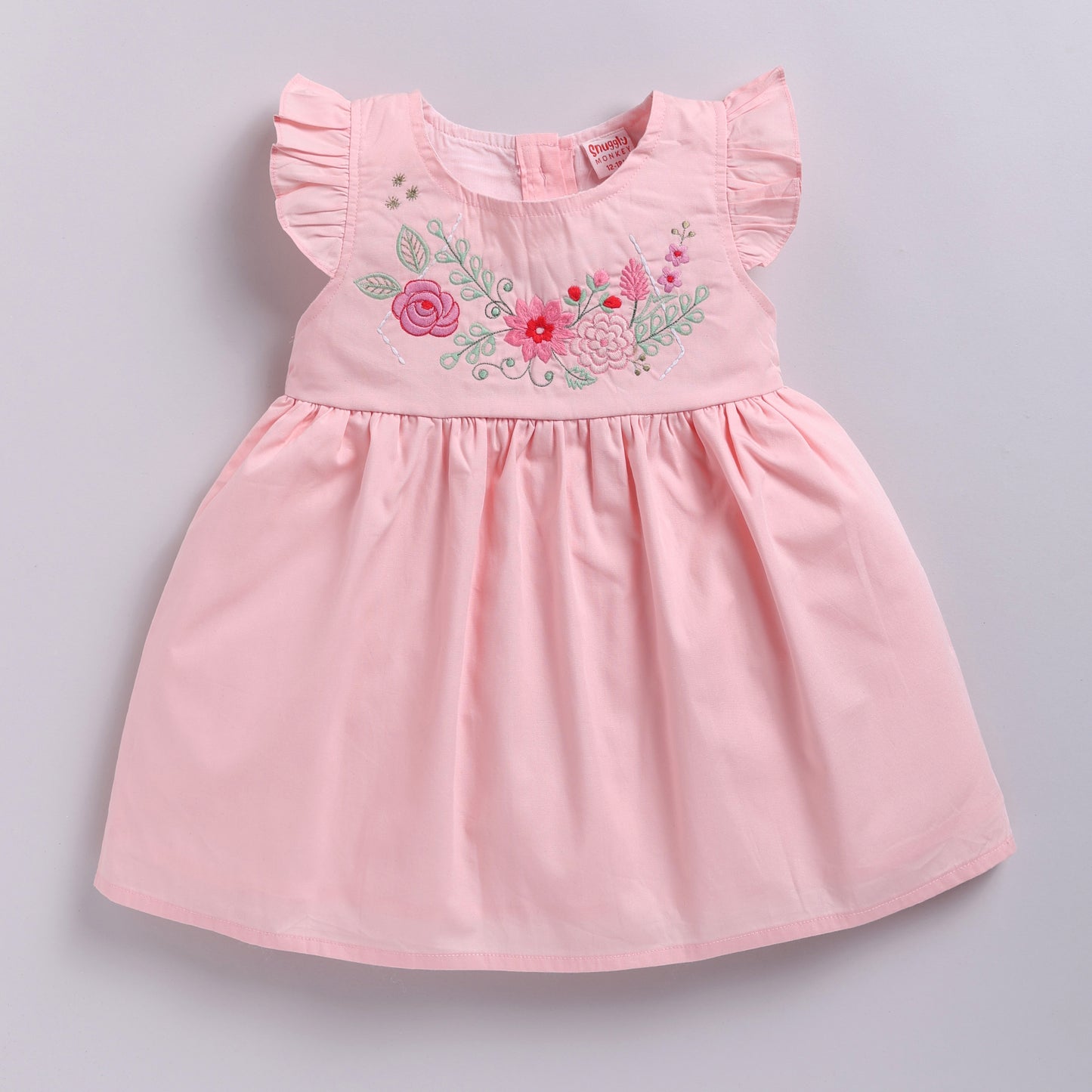 Pink Floral Embroidered Frock