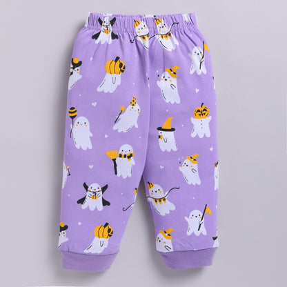 Halloween Ghost Print Pyjama Set - Purple