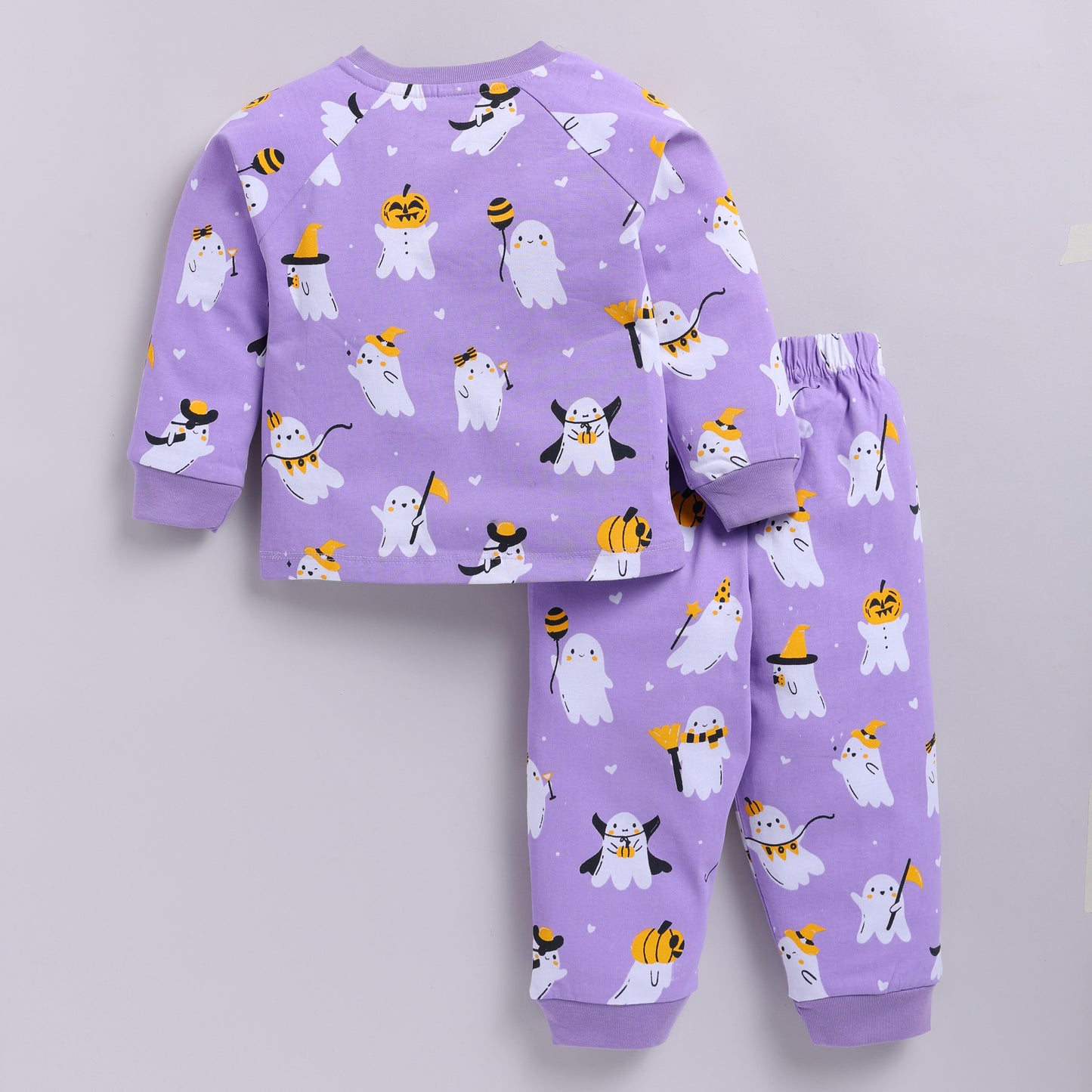 Halloween Ghost Print Pyjama Set - Purple