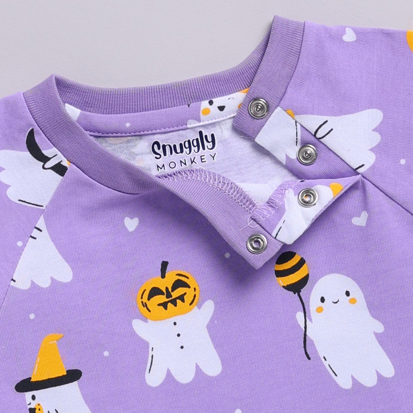 Halloween Ghost Print Pyjama Set - Purple