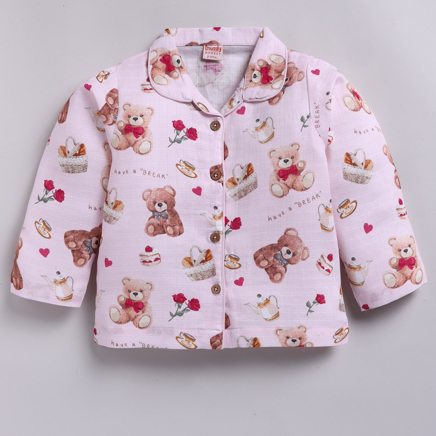 Teddy Bear Print Cotton Night Suit Set