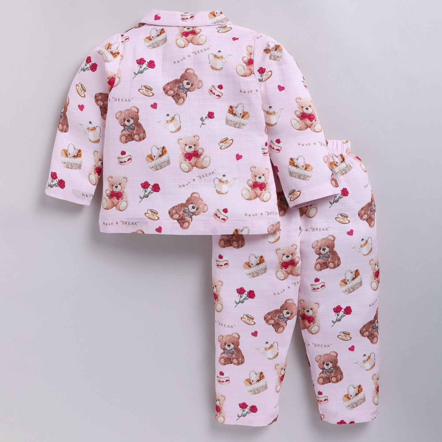 Teddy Bear Print Cotton Night Suit Set