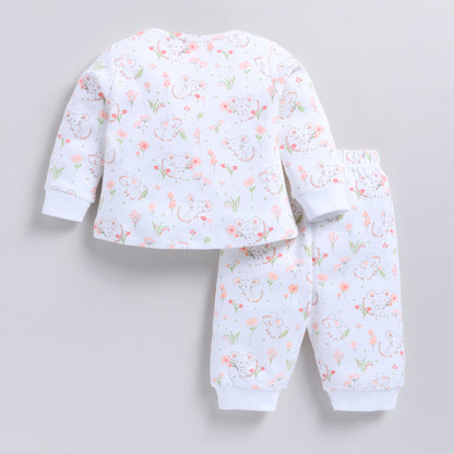 Cute Animal Print Top with Pant Set