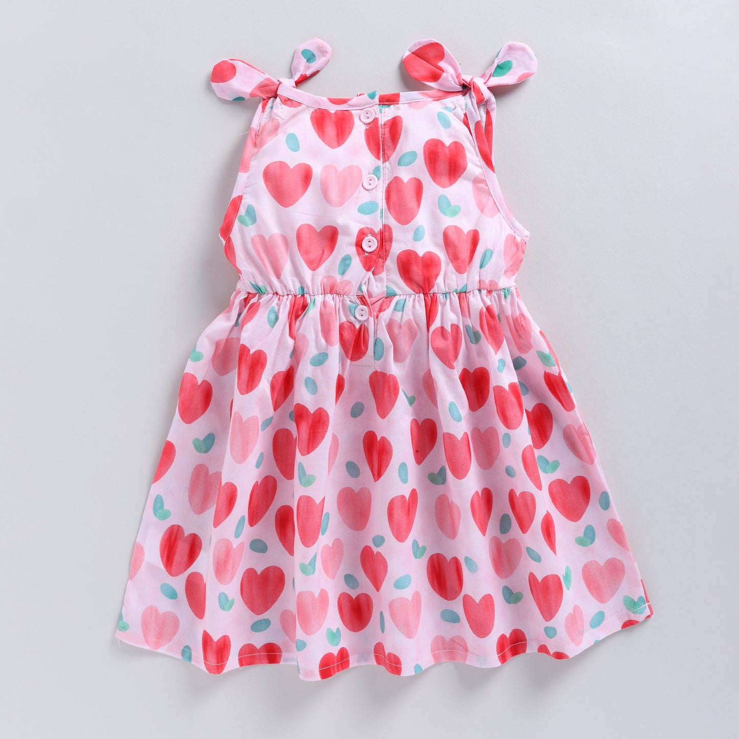 Heart Print Summer Frock with Matching Hairband | Cherry Red