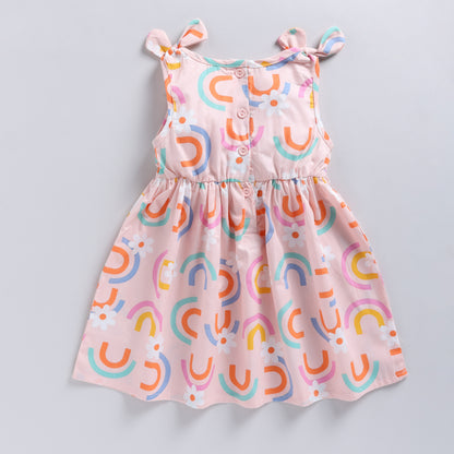 Rainbow Print Sleeveless Frock with matching Hairband