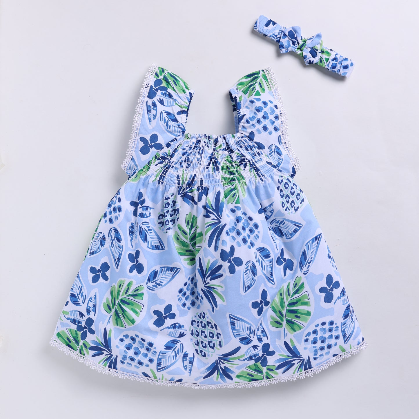 Abstract Pineapple print frock with matching Hairband