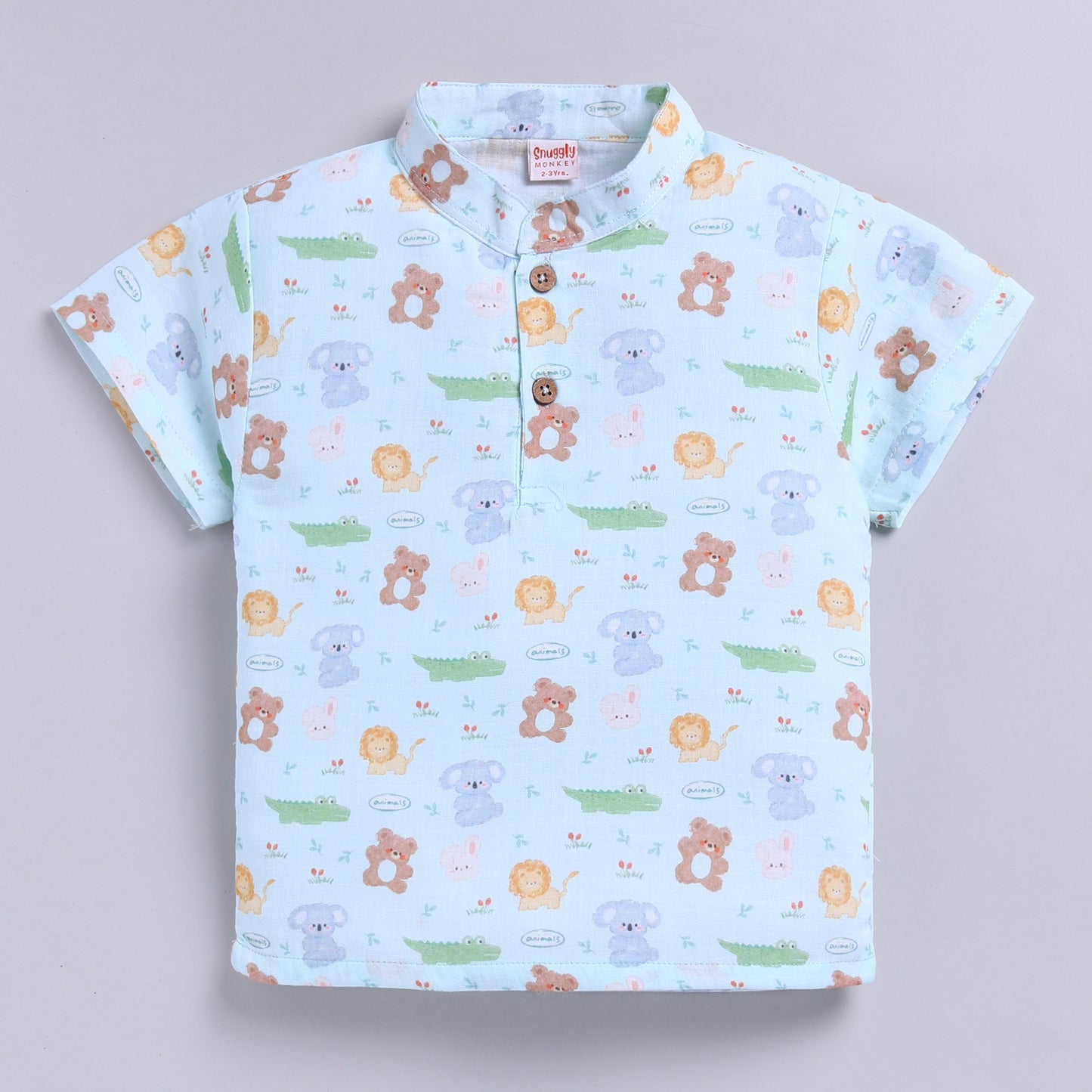 Jungle-theme Muslin Top with Shorts - Mint