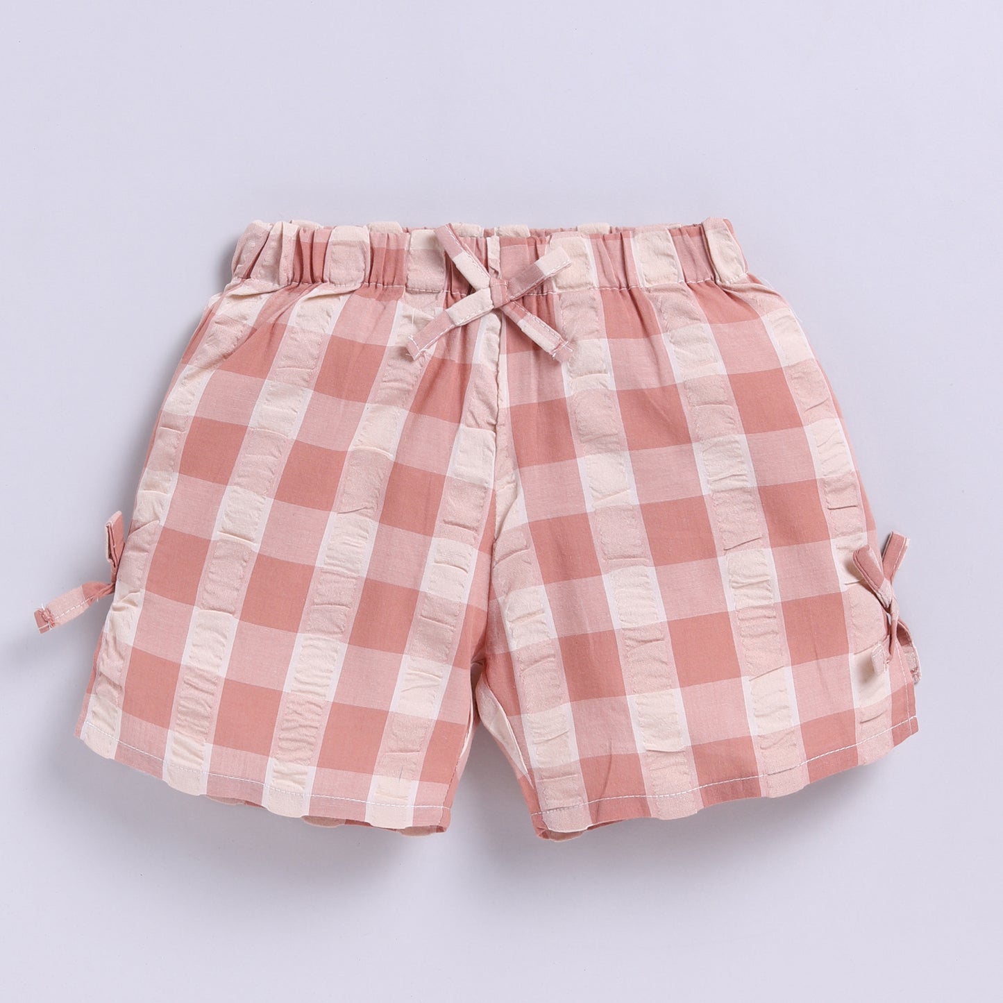 Gingham Checks Top with Shorts - Rust