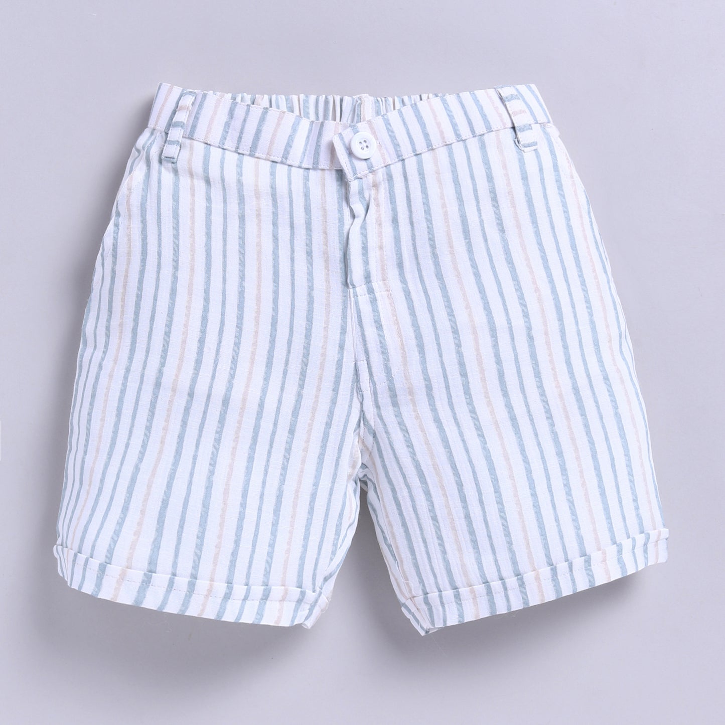 Cute Bear Muslin Shirt with Shorts - Sage