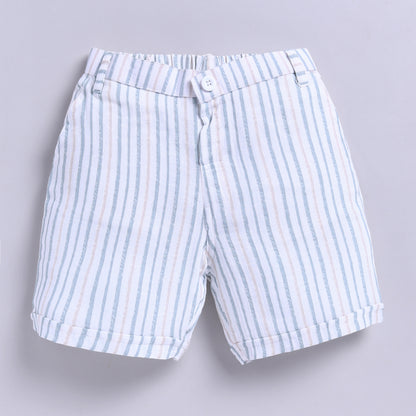 Cute Bear Muslin Shirt with Shorts - Sage