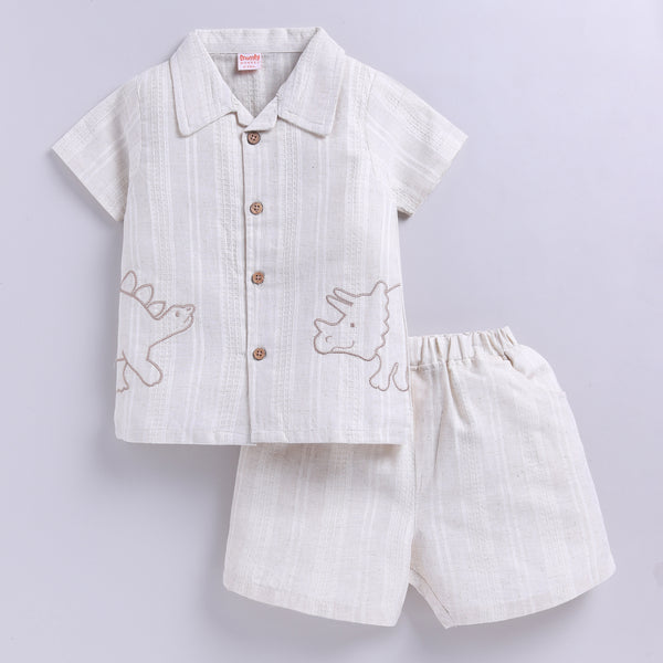 Animal Embroidered Boys Summer Co-ord Set