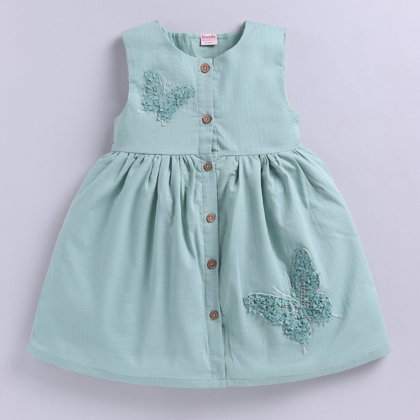Sage Butterfly Applique Summer Frock