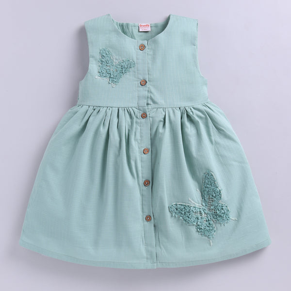 Sage Butterfly Applique Summer Frock