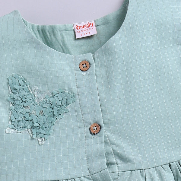 Sage Butterfly Applique Summer Frock