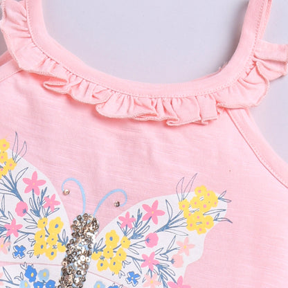 Butterfly Top with Shorts with Beads Embroidery