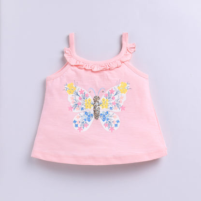Butterfly Top with Shorts with Beads Embroidery