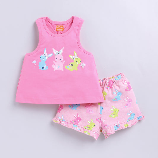 Bunny Print Top with Shorts