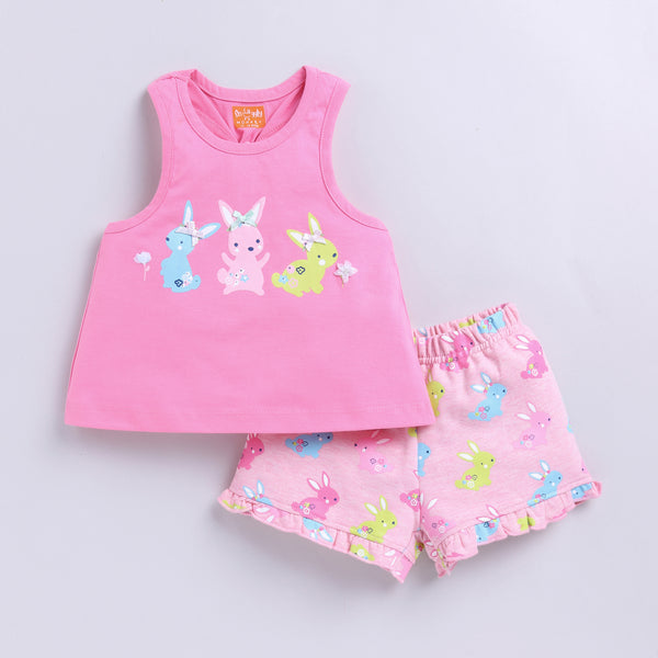Bunny Print Top with Shorts