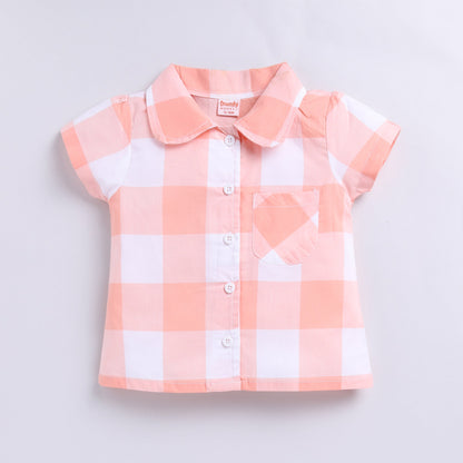 Checks Design Nightsuit Set - Peach