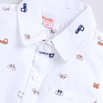 Dog Car Print Top with Shorts Set