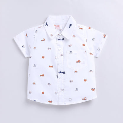 Dog Car Print Top with Shorts Set