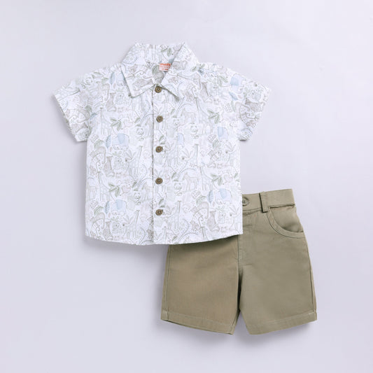 Animal Print Top with Shorts Set