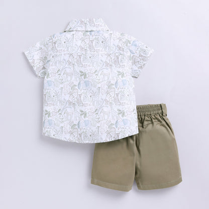 Animal Print Top with Shorts Set