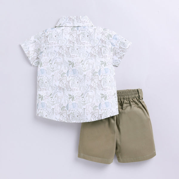 Animal Print Top with Shorts Set