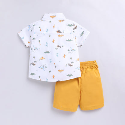 Dino Print Top with Shorts Set