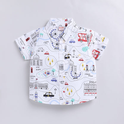 London City Print Shirt with Shorts Set