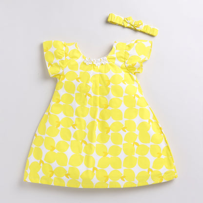 Neon Yellow Summer Frock with Hairband