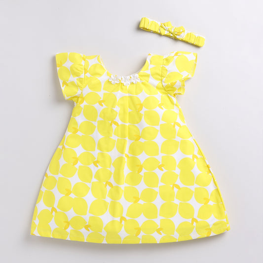 Neon Yellow Summer Frock with Hairband