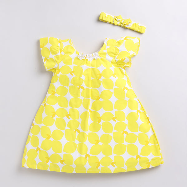 Neon Yellow Summer Frock with Hairband