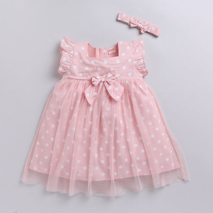 Pink Polka Dot Frock with Hairband