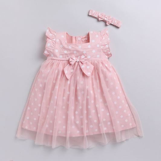 Pink Polka Dot Frock with Hairband
