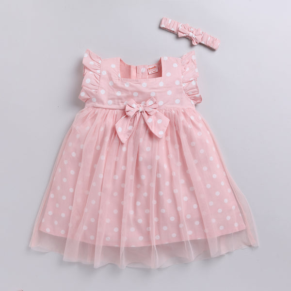 Pink Polka Dot Frock with Hairband