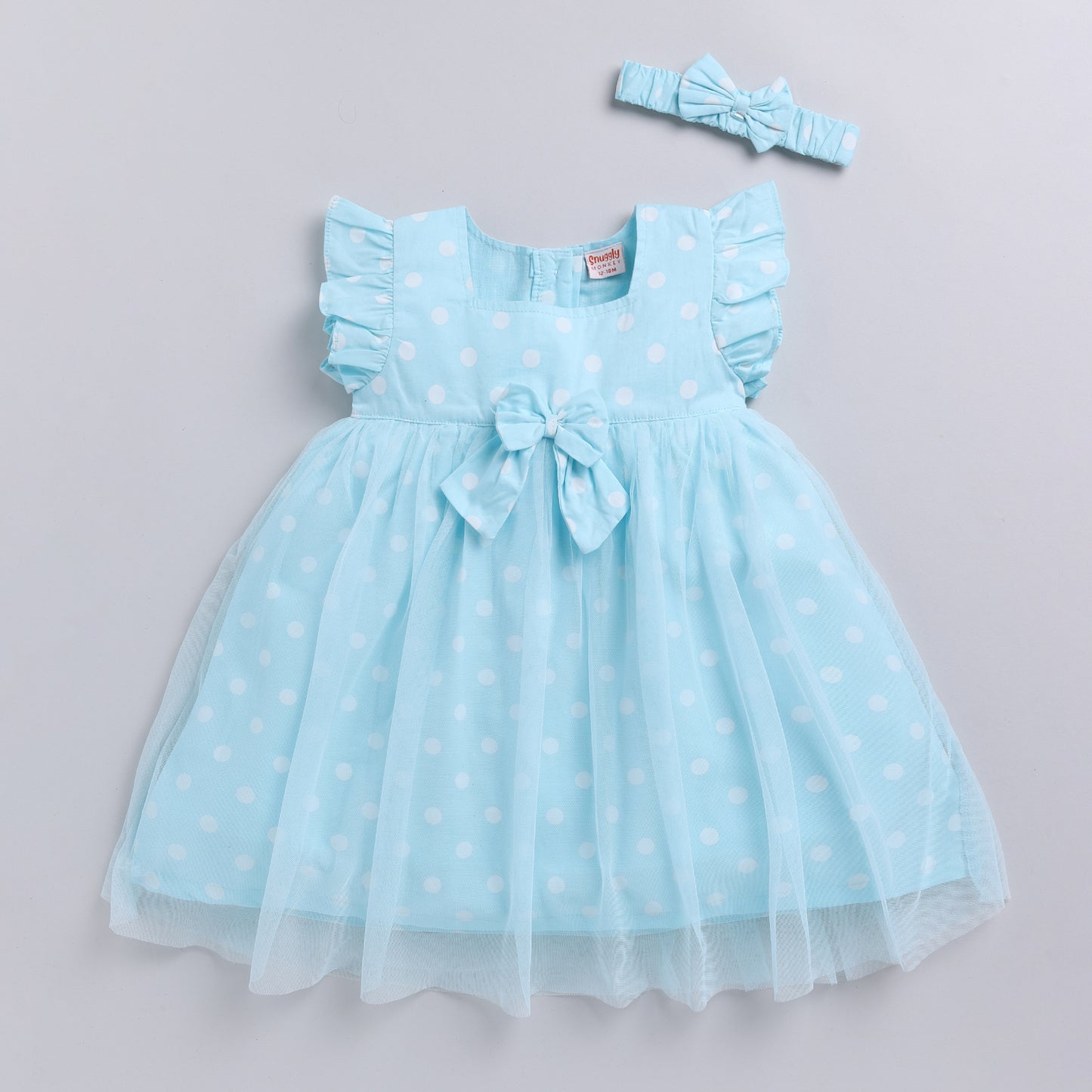 Blue Polka Dot Frock with Hairband
