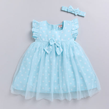 Blue Polka Dot Frock with Hairband
