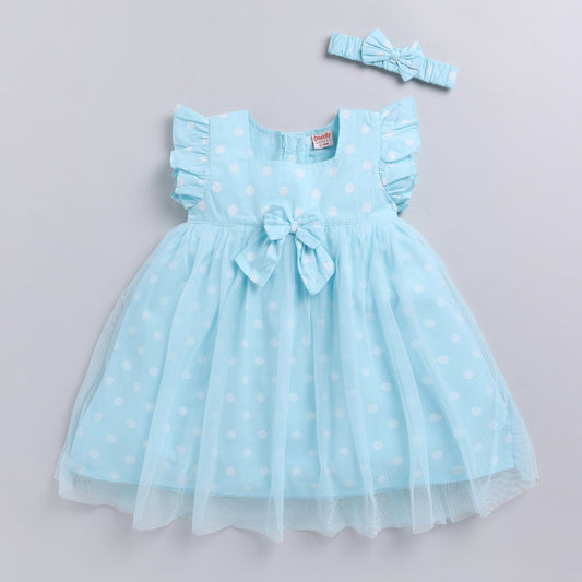 Blue Polka Dot Frock with Hairband