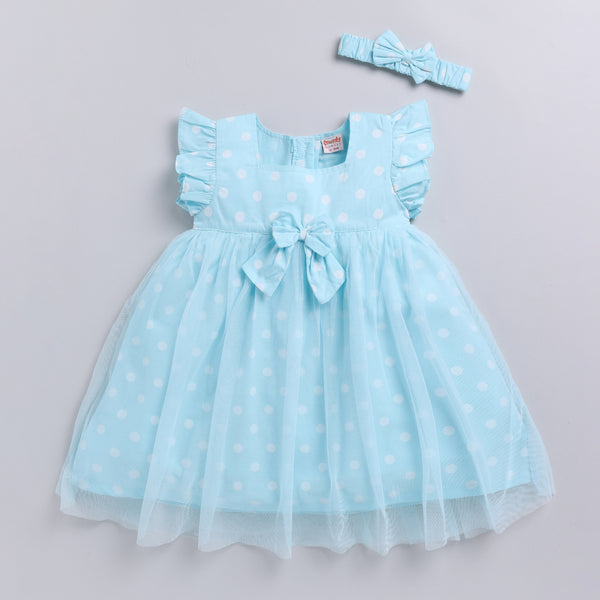 Blue Polka Dot Frock with Hairband