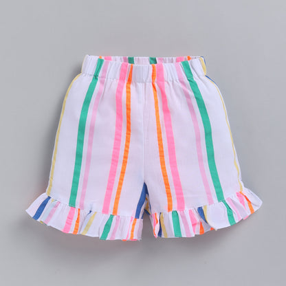 Rainbow Stripe Ruffle Collar Co-Ord Set for Babies & Kids