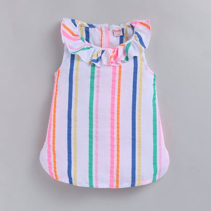 Rainbow Stripe Ruffle Collar Co-Ord Set for Babies & Kids