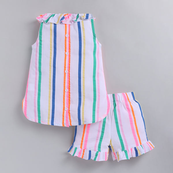 Rainbow Stripe Ruffle Collar Co-Ord Set for Babies & Kids