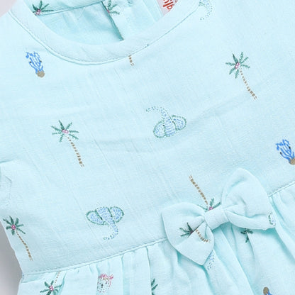 Blue muslin frock with matching hairband