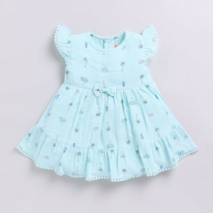 Blue muslin frock with matching hairband