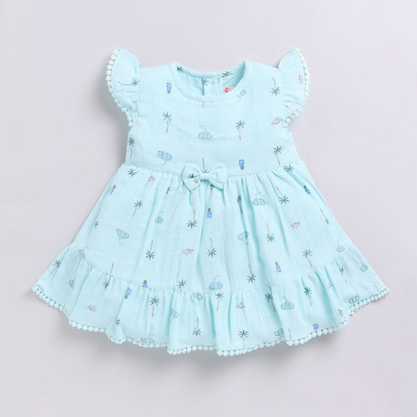 Blue muslin frock with matching hairband
