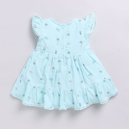 Blue muslin frock with matching hairband