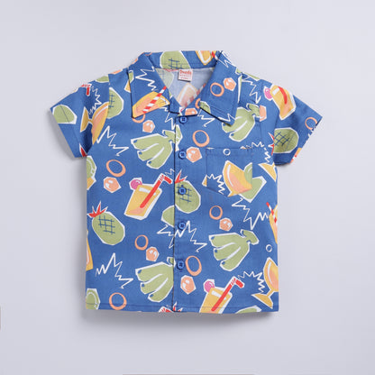 Blue Tropical Print Co-ord Set