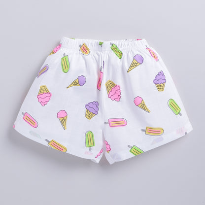 Vibrant Ice Cream Theme Top with Shorts